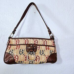 ETIENNE AIGNER WOMEN'S SHOULDER BAG  RED, BLUE ,TAN CLASSIC  PRINT  MEDIUM SIZE